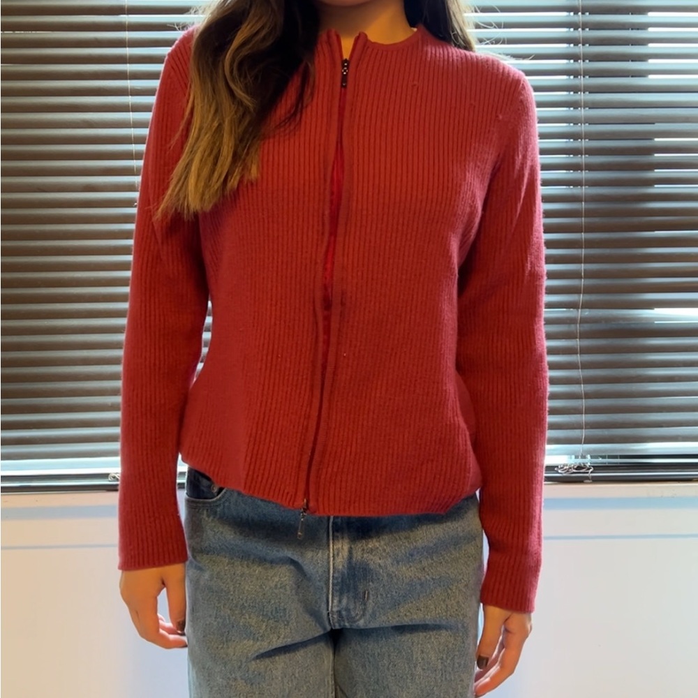 Talbots Ribbed Zip Up Sweater - Picture 2 of 4